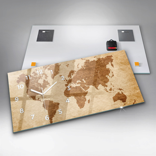Horizontálne hodiny Mapa sveta v starom štýle