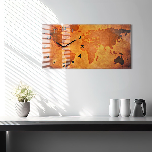 Horizontálne hodiny Veľká mapa sveta