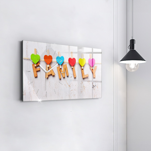 Horizontálne hodiny Rodinný nápis