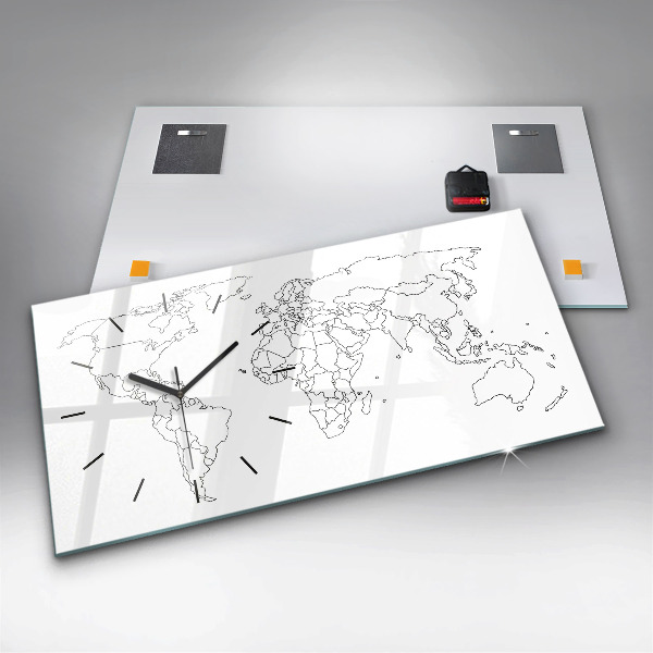 Horizontálne hodiny Obrysová mapa sveta