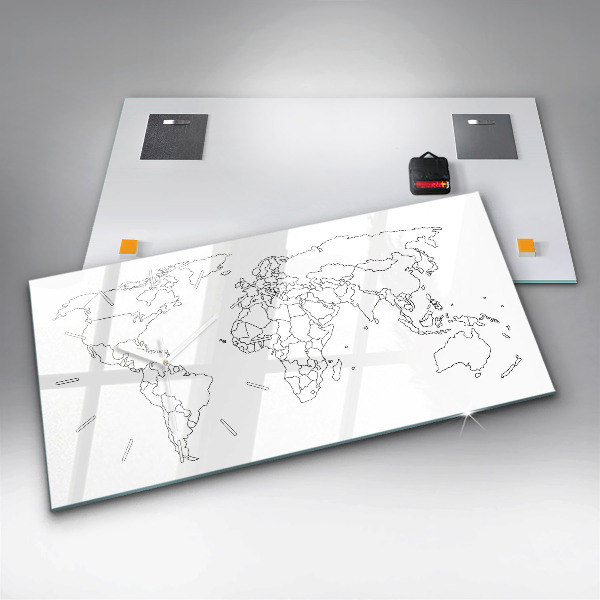 Horizontálne hodiny Obrysová mapa sveta