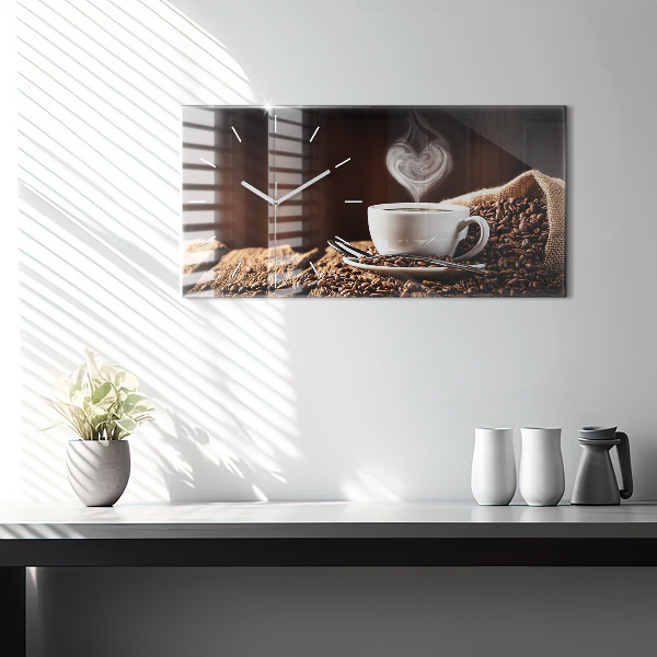 Horizontálne hodiny Šálka kávy