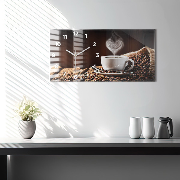 Horizontálne hodiny Šálka kávy
