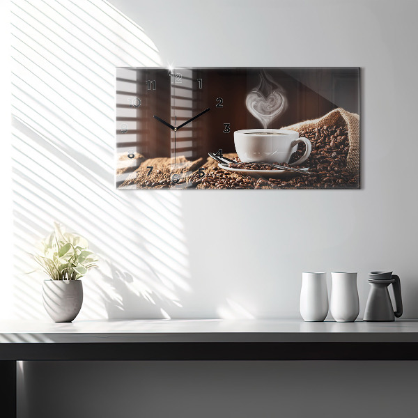 Horizontálne hodiny Šálka kávy