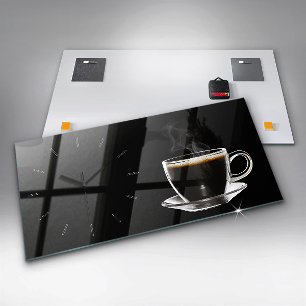 Horizontálne hodiny Čierna káva