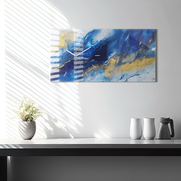 Horizontálne hodiny Modrý mramor