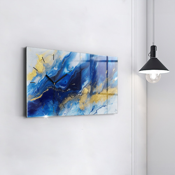 Horizontálne hodiny Modrý mramor