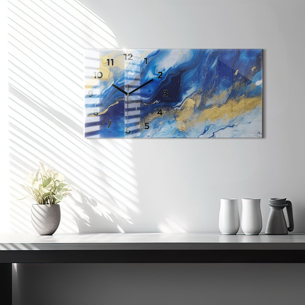 Horizontálne hodiny Modrý mramor
