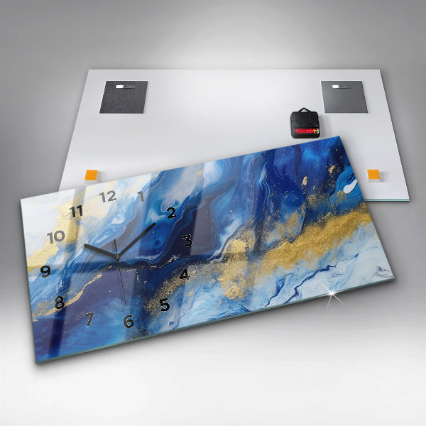 Horizontálne hodiny Modrý mramor