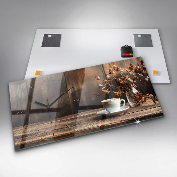 Horizontálne hodiny Šálka kávy