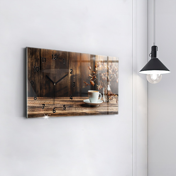 Horizontálne hodiny Šálka kávy