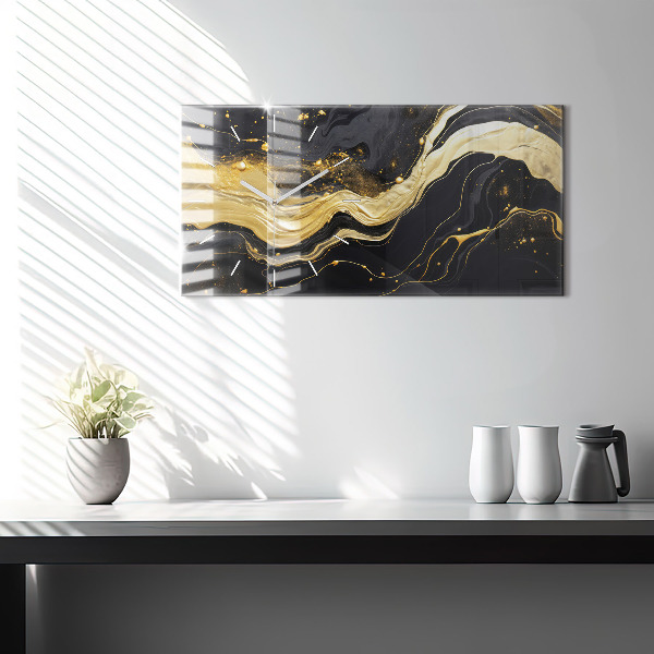 Horizontálne hodiny Zlatý mramor