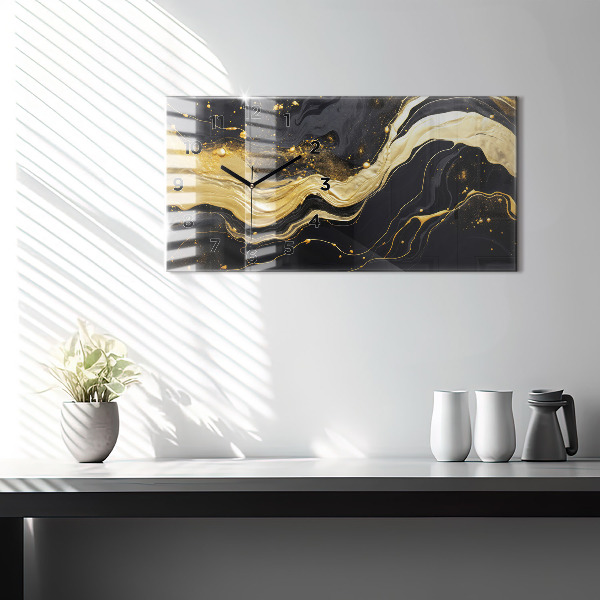 Horizontálne hodiny Zlatý mramor