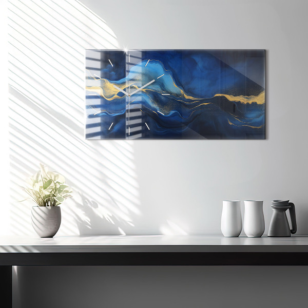 Horizontálne hodiny Modrý mramor