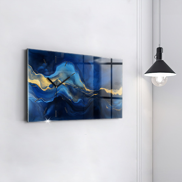 Horizontálne hodiny Modrý mramor