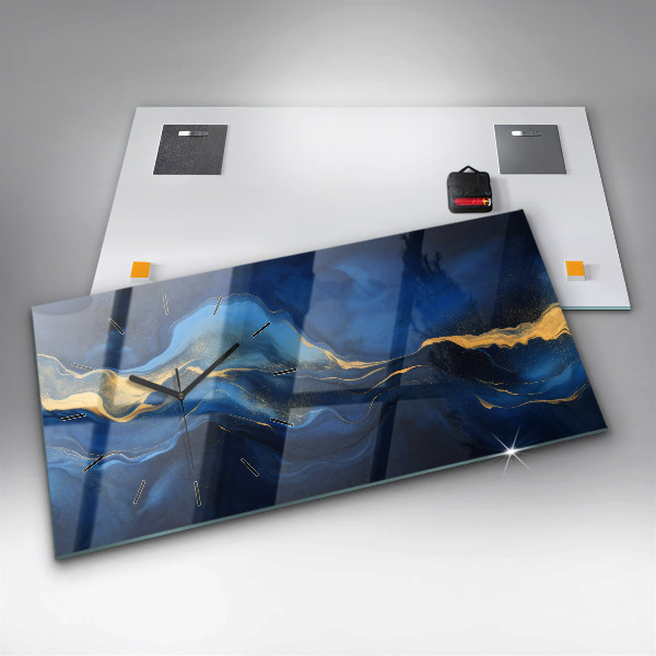 Horizontálne hodiny Modrý mramor