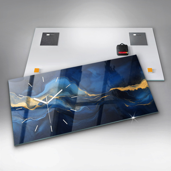 Horizontálne hodiny Modrý mramor