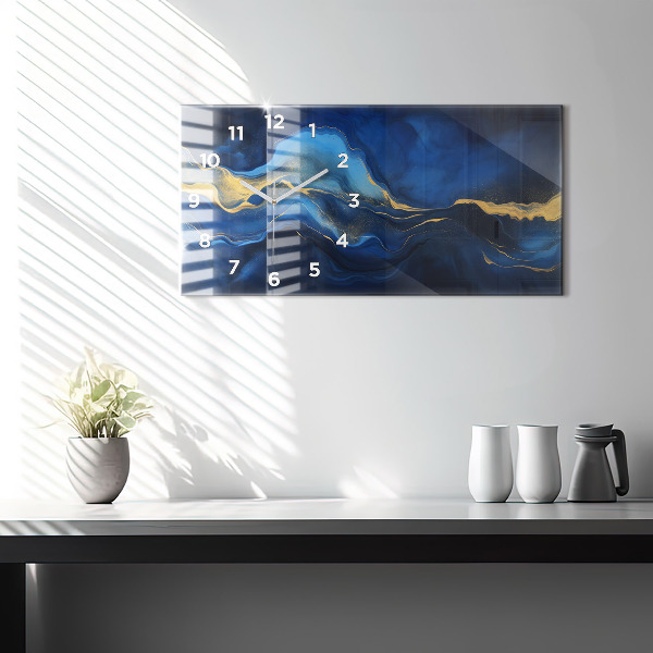 Horizontálne hodiny Modrý mramor