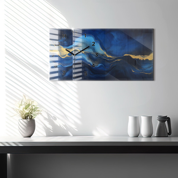 Horizontálne hodiny Modrý mramor