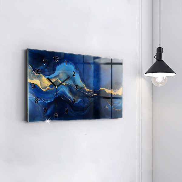 Horizontálne hodiny Modrý mramor