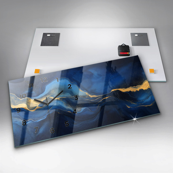 Horizontálne hodiny Modrý mramor