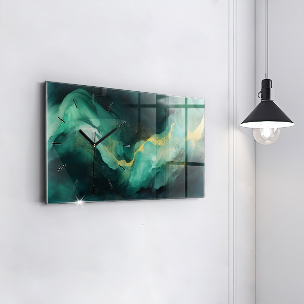 Horizontálne hodiny Zelený mramor