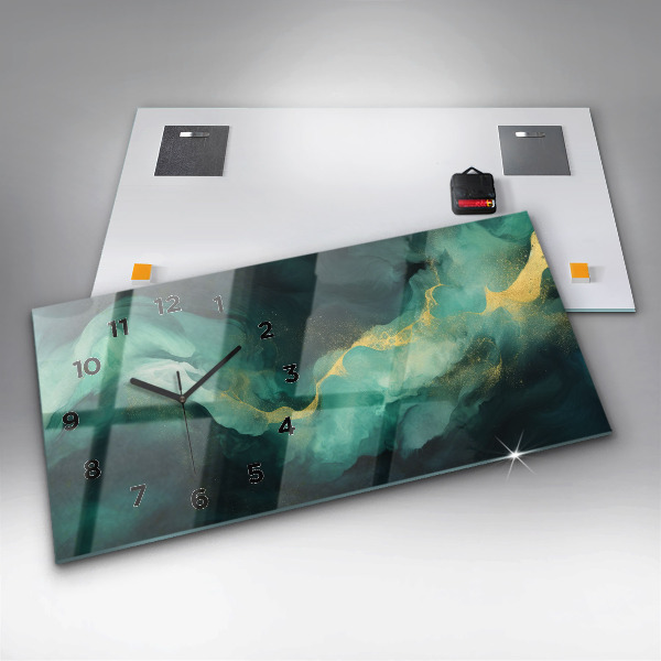 Horizontálne hodiny Zelený mramor