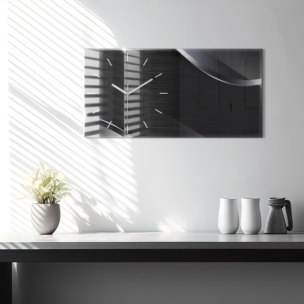 Horizontálne hodiny Čierne a strieborné čiary