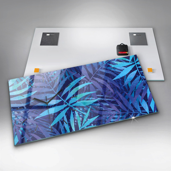 Horizontálne hodiny Modré listy