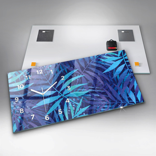 Horizontálne hodiny Modré listy