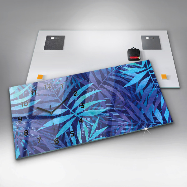 Horizontálne hodiny Modré listy