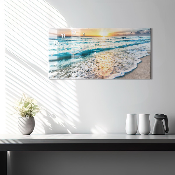 Horizontálne hodiny Pláž, more a piesok