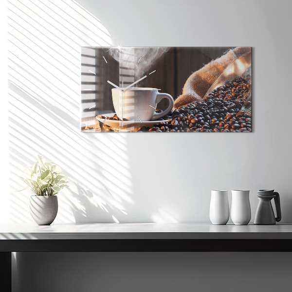 Horizontálne hodiny Šálka kávy