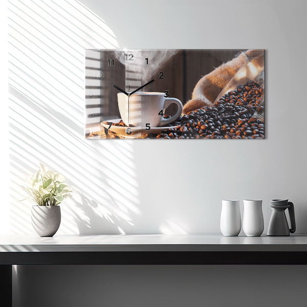 Horizontálne hodiny Šálka kávy