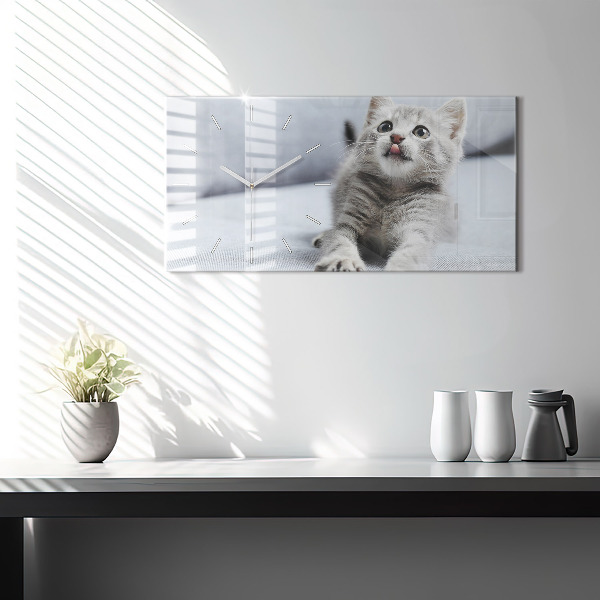 Horizontálne hodiny Mačka na gauči