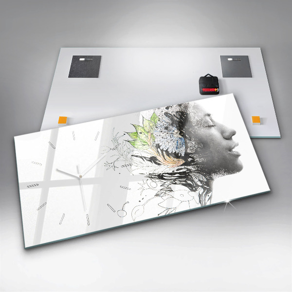 Horizontálne hodiny Abstrakcia ženskej tváre