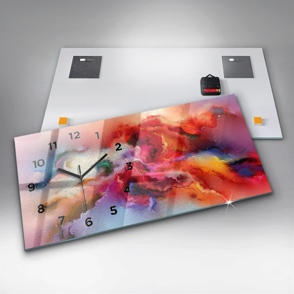 Horizontálne hodiny Rozliate farby