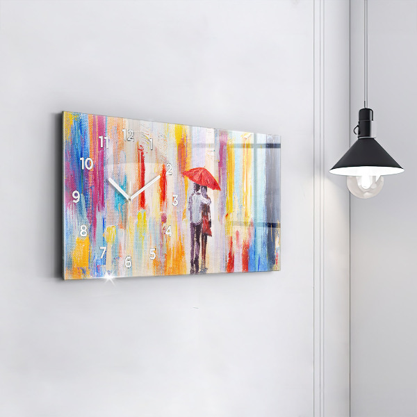 Horizontálne hodiny Pár v daždi