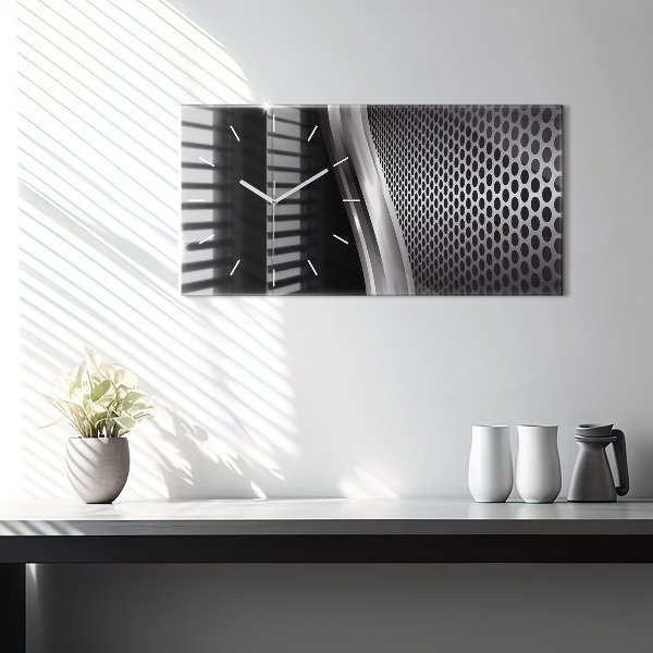Horizontálne hodiny Black metalová abstrakcia