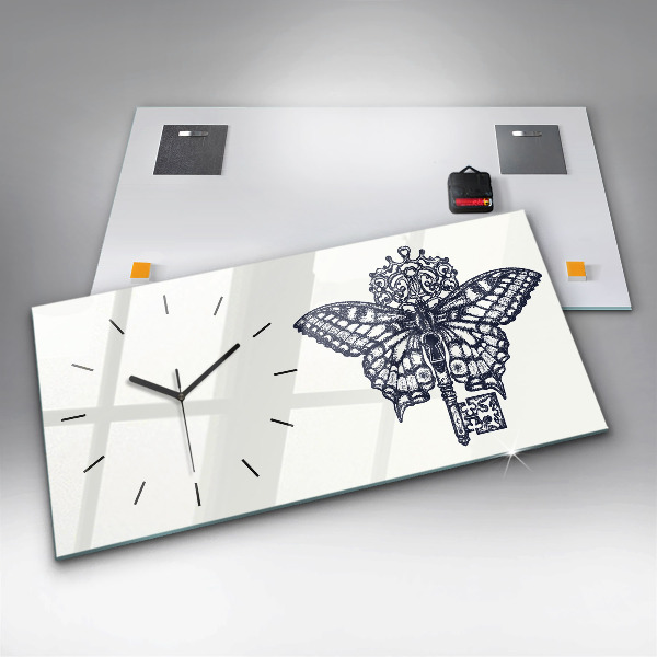 Horizontálne hodiny Motýľ a kľúčový boho štýl