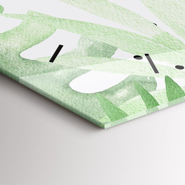 Horizontálne hodiny Zelené listy