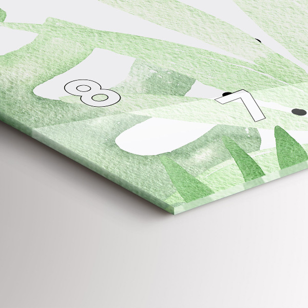 Horizontálne hodiny Zelené listy