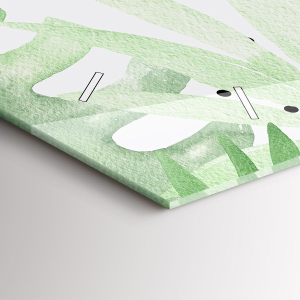 Horizontálne hodiny Zelené listy