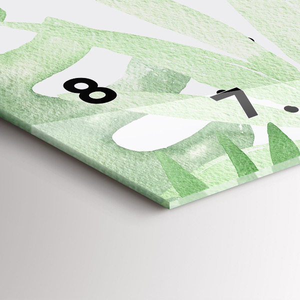 Horizontálne hodiny Zelené listy