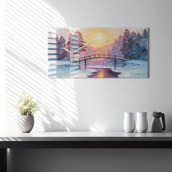 Horizontálne hodiny Vianočný stromček a most