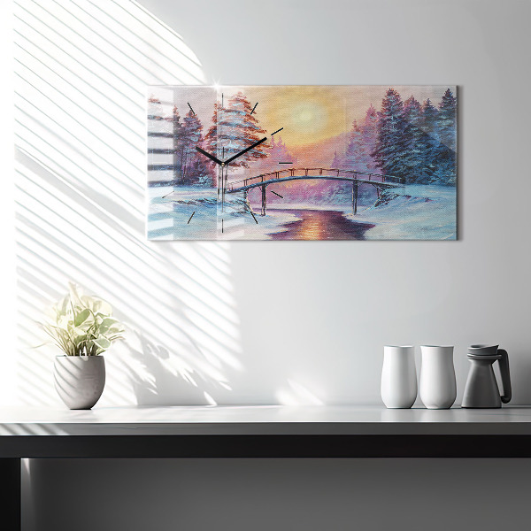 Horizontálne hodiny Vianočný stromček a most