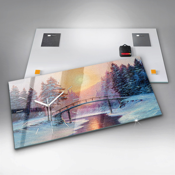 Horizontálne hodiny Vianočný stromček a most