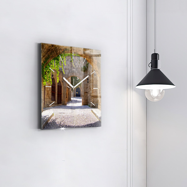 Štvorcové hodiny Malebná ulica Rodosu