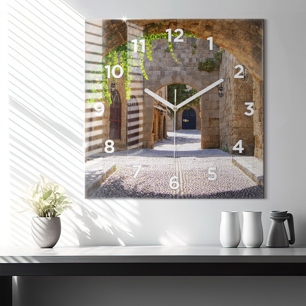 Štvorcové hodiny Malebná ulica Rodosu