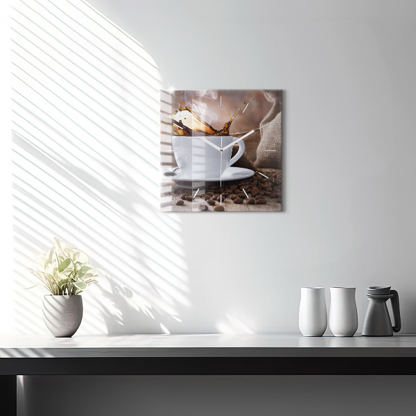 Štvorcové hodiny Šálka kávy